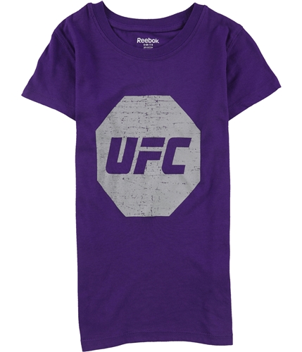 Reebok Girls Distressed Logo Graphic T-Shirt purple 10-12