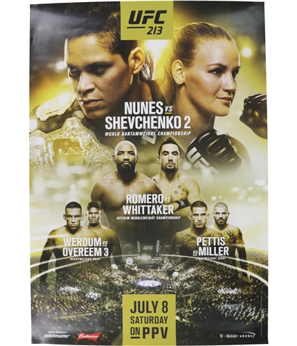 UFC Unisex 213 July 8th Saturday Charlotte Official Poster yellow One Size