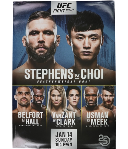 UFC Unisex Fight Night Jan 14th Sunday Official Poster blue One Size