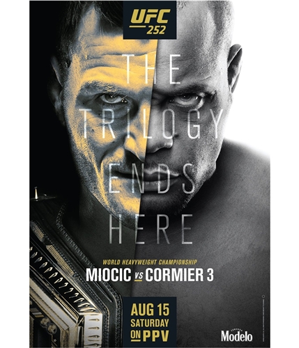 UFC Unisex 252 Aug 15 Saturday Official Poster yellow One Size