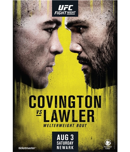 UFC Unisex Fight Night Aug 3 Newark Official Poster yellow One Size