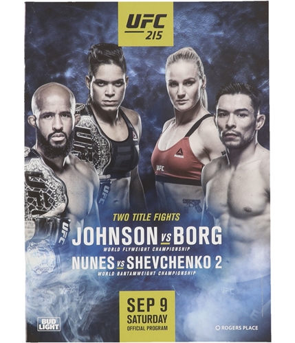 UFC Unisex 215 Johnson vs Borg Official Program blue One Size