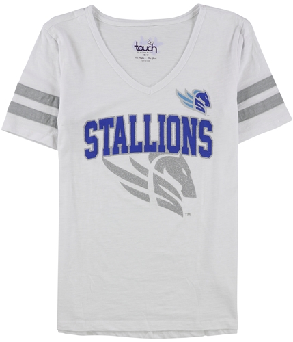 Touch Womens Glitter Stallions Graphic T-Shirt white S