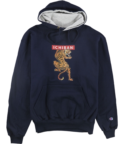 Ichiban Streetwear Mens Tiger Champ Hoodie Sweatshirt navy L