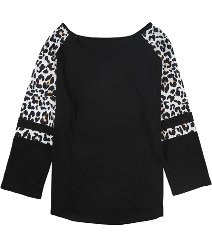 Tags Weekly Womens Animal Print Sleeves Pullover Blouse black 3XL