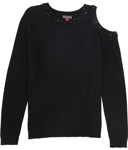 Vince Camuto Womens Beaded Neckline Pullover Sweater black M
