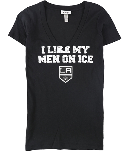 Rinky Womens I Like My Men On Ice Graphic T-Shirt black S