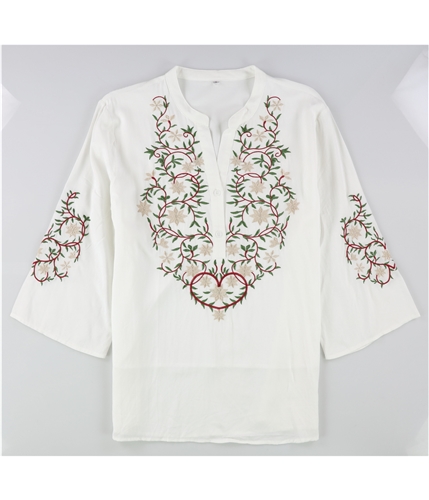Tags Weekly Womens Embroidered Pullover Blouse white S