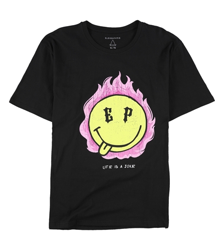 Elevenparis Mens Flaming Smiley Graphic T-Shirt black 2XL
