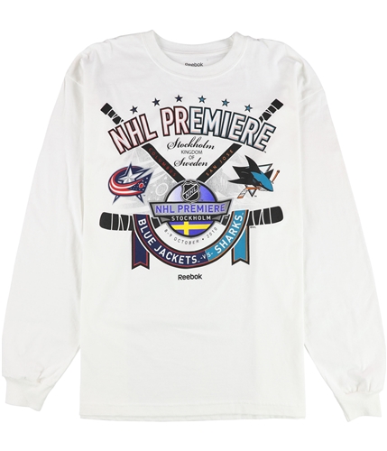 Reebok Mens 2010 Columbus Blue Jackets VS San Jose Sharks Graphic T-Shirt white S