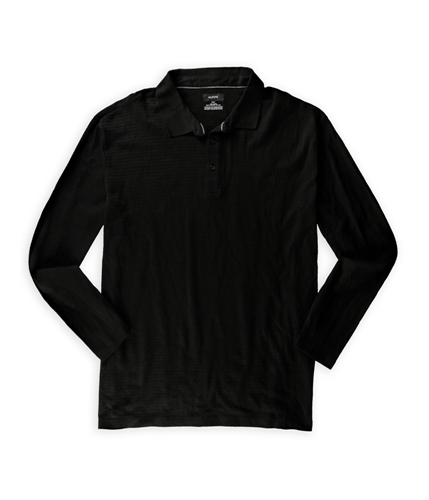 Alfani Mens Long Sleeve Rugby Polo Shirt black 2XLT