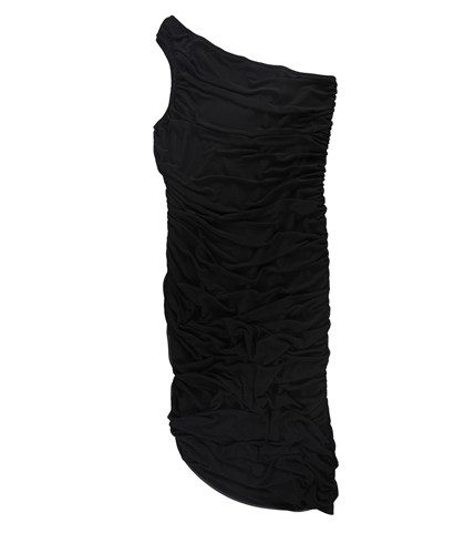 PrettyGarden Womens One Shoulder Ruched Bodycon Dress black M
