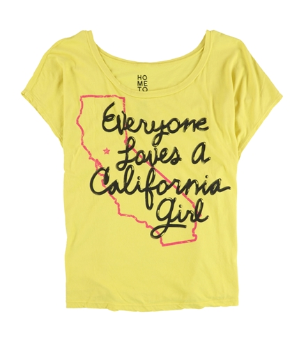Hometown Heroes Womens Everyone Loves A California Girl Graphic T-Shirt yellow S