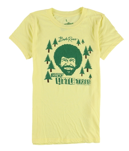Local Celebrity Womens Happy Little Trees Graphic T-Shirt yellow S