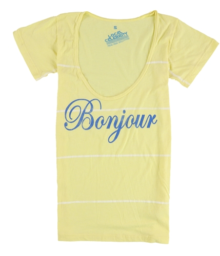 Local Celebrity Womens Bonjour Graphic T-Shirt yellow S