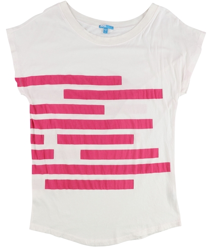 BDG Womens Pink Stripped Basic T-Shirt ivory XS