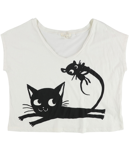 I LOVE H81 Womens Cat And Mouse Graphic T-Shirt white S
