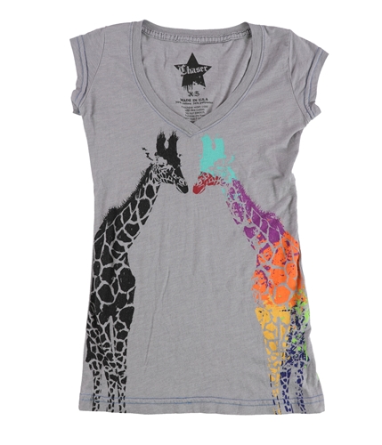 Chaser Womens Giraffes Graphic T-Shirt gray XS