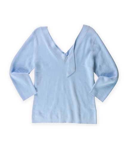 Liz Claiborne Womens Double V Crop Pullover Sweater skyblue M