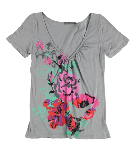 TRULY MADLY DEEPLY Womens Blocky Roses Graphic T-Shirt greenmulti S