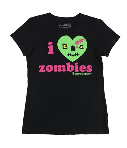 Stupid Factory Womens I Heart Zombies Graphic T-Shirt black L