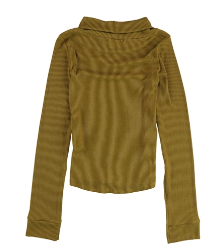 Project Social T Womens Ribbed Split Sleeve Pullover Sweater mustard S