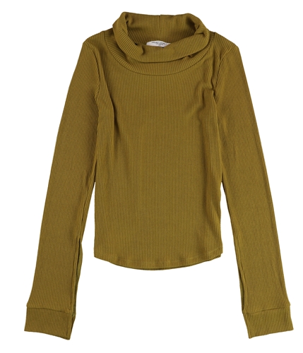 Project Social T Womens Ribbed Split Sleeve Pullover Sweater mustard S