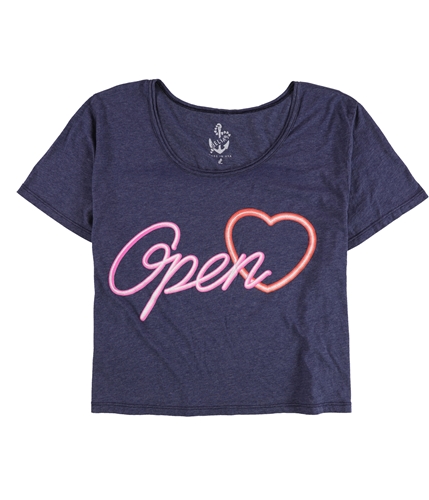 dELiA*s Womens Open Heart Graphic T-Shirt navy L