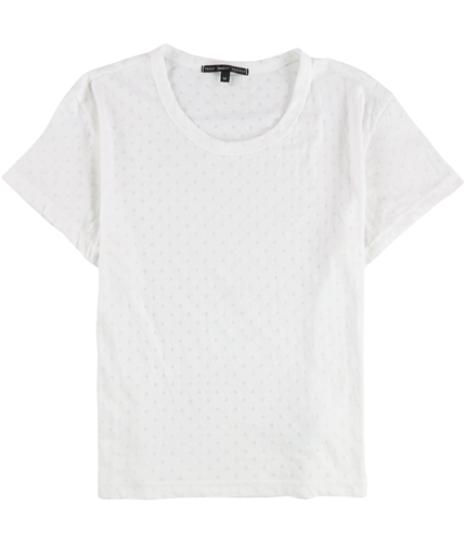 TRULY MADLY DEEPLY Womens Polka Dots Basic T-Shirt white S