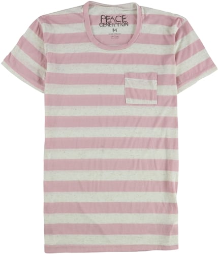 Peace Generation Womens Striped Pocket Graphic T-Shirt lightpink M