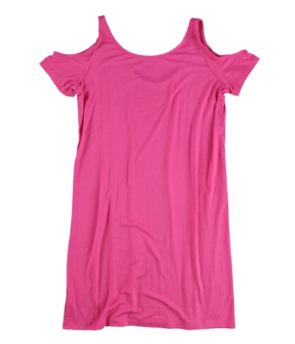 Courtship+Suitors Womens Solid Shoulder Cut-Out Basic T-Shirt hotpink M