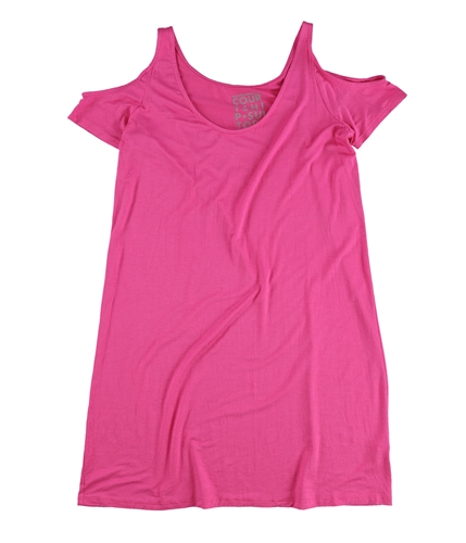 Courtship+Suitors Womens Solid Shoulder Cut-Out Basic T-Shirt hotpink M