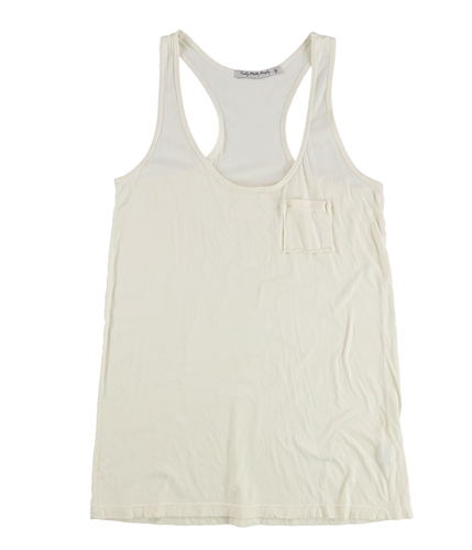 TRULY MADLY DEEPLY Womens Solid Pocket Racerback Tank Top ivory M