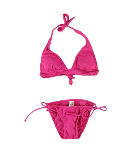 Hula Honey Womens Triangle Side Tie 2 Piece Bikini pink XS