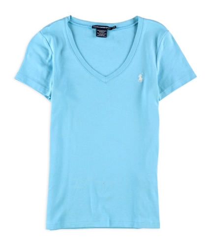 Ralph Lauren Womens V-Neck Basic T-Shirt babyblue L