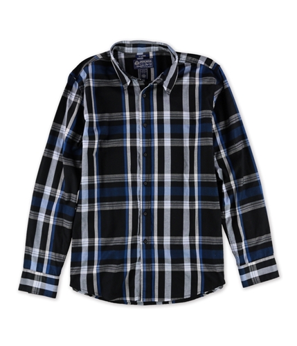 American Rag Mens Long Sleeve Plaid Button Up Shirt black XL