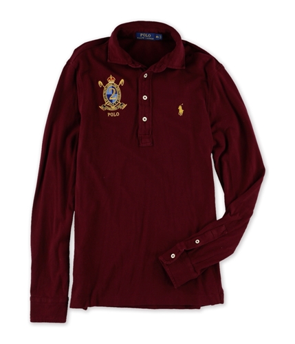 Ralph Lauren Mens Embroidered Rugby Polo Shirt darkred XS