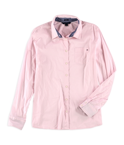 Tommy Hilfiger Mens Solid Button Up Shirt pink L