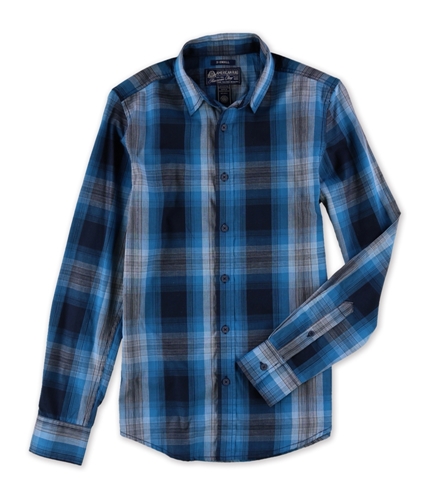 American Rag Mens Plaid Button Up Shirt blue XS