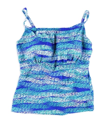 Real Bodies Womens Spotted Tankini Swim Top blue 10