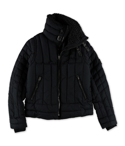 Diesel Mens Buckle Detail Fleece Puffer Jacket black M