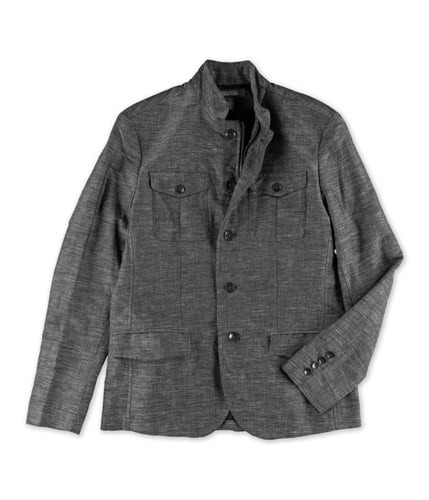 Kenneth Cole Mens Linen Shirt Jacket grayblack S