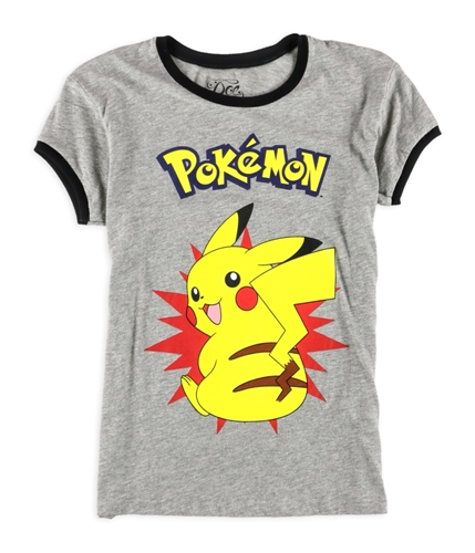 Doe Womens Pikachu Sit! Graphic T-Shirt heathergray S