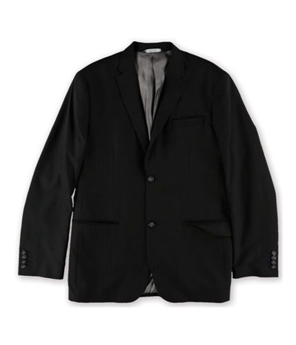 Perry Ellis Mens Textured Two Button Blazer Jacket blackstripe 42