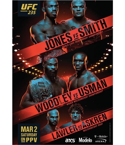 UFC Unisex No. 235 Mar 2nd Saturday Official Poster black One Size