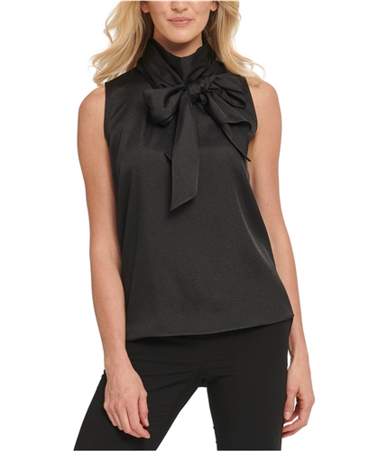 DKNY Womens Shimmer Sleeveless Blouse Top black XL