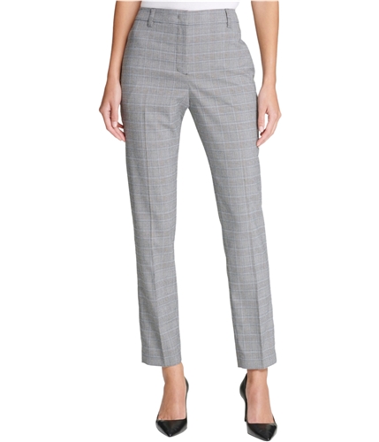 DKNY Womens Plaid Casual Trouser Pants gray 0x30