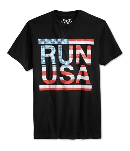 Univibe Mens Run USA Graphic T-Shirt blk S