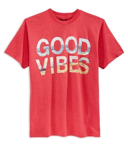Univibe Mens Good Vibes Graphic T-Shirt redh S