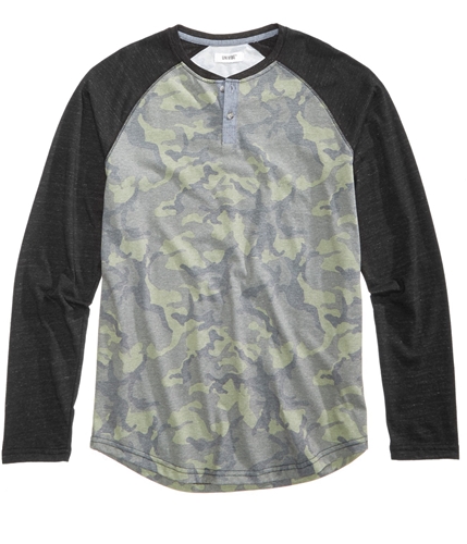 Univibe Mens Pattern-Blocked Henley Shirt blk S